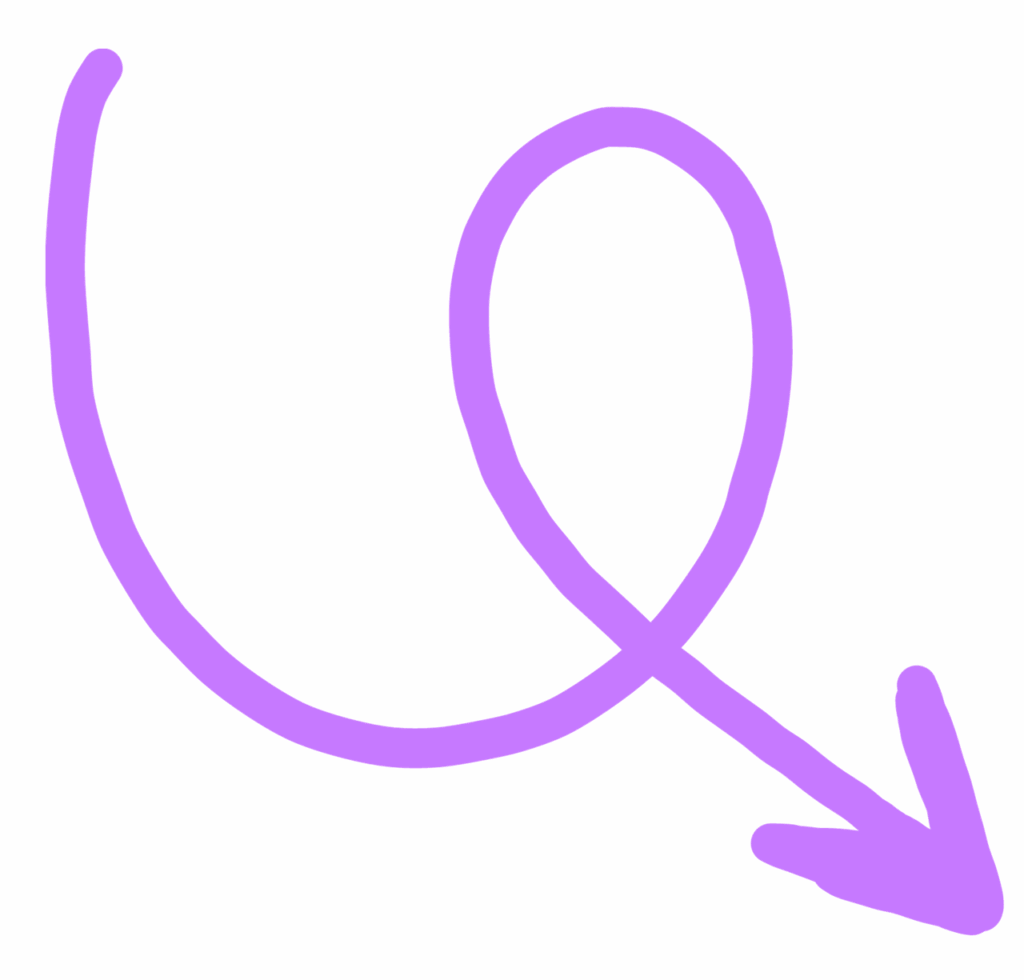 Flèche violette en gribouillage, élément graphique de la papeterie créative ÉDIT carnets personnalisables ÉDIT papeterie écriture agendas blog produit Papeterie créative