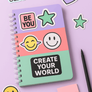 Carnet coloré ÉDIT avec couverture ludique et pages modulables