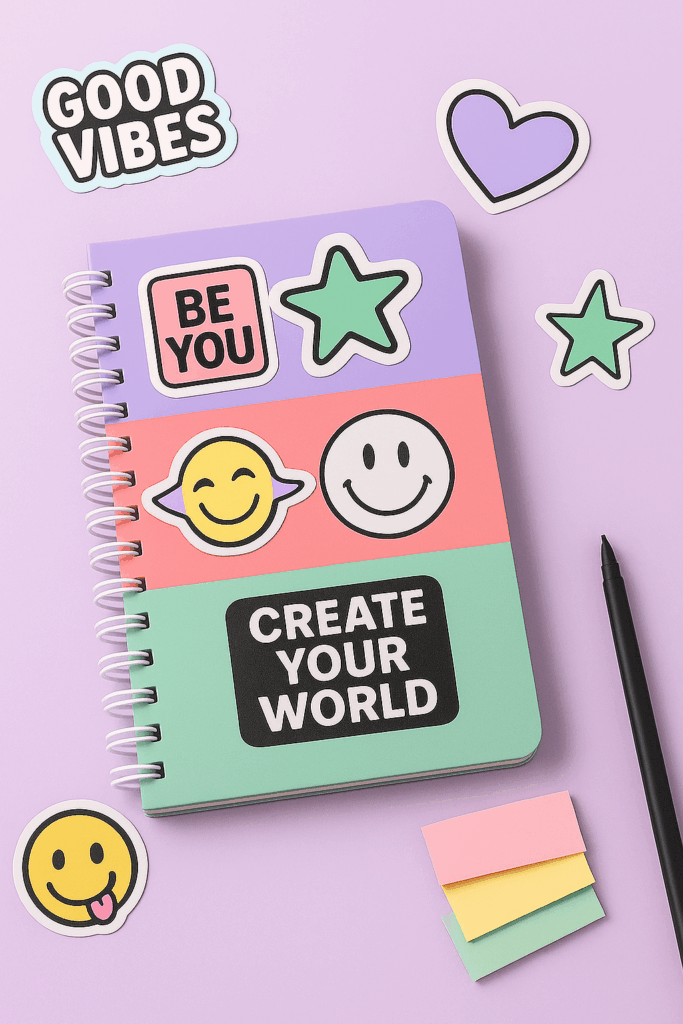 Carnet coloré ÉDIT avec couverture ludique et pages modulables